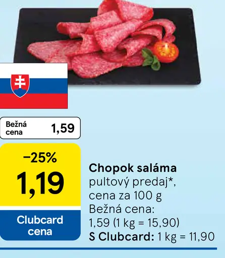 Chopok saláma pultový predaj