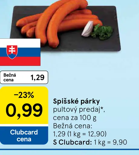 Spišské párky pultový predaj