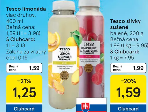 Tesco limonáda viac druhov