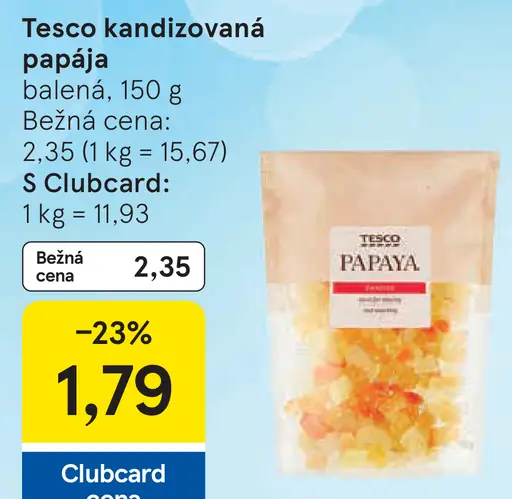 Tesco kandizovaná papája balená