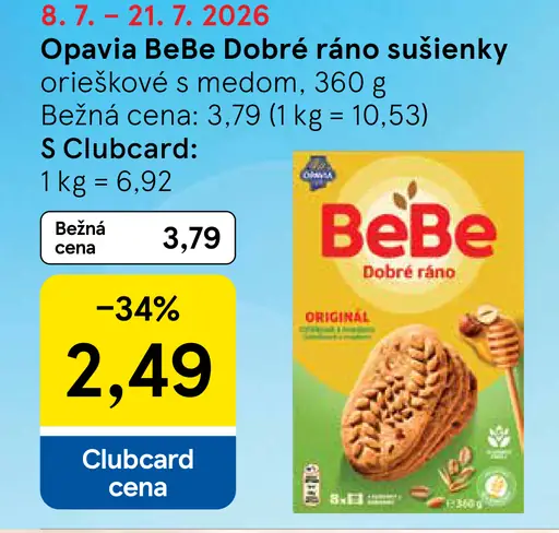Opavia BeBe Dobré ráno oreškové s medom