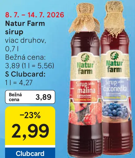 Natur Farm Ovocný sirup príchuť baza