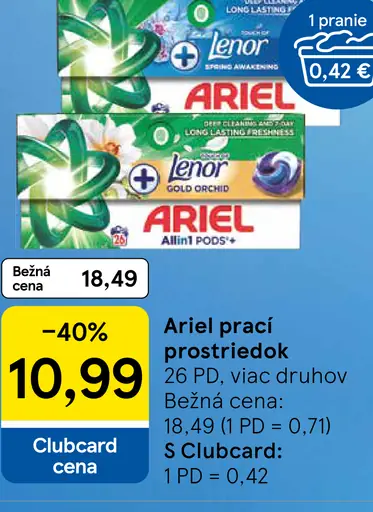 Ariel prací prostriedok viac druhov