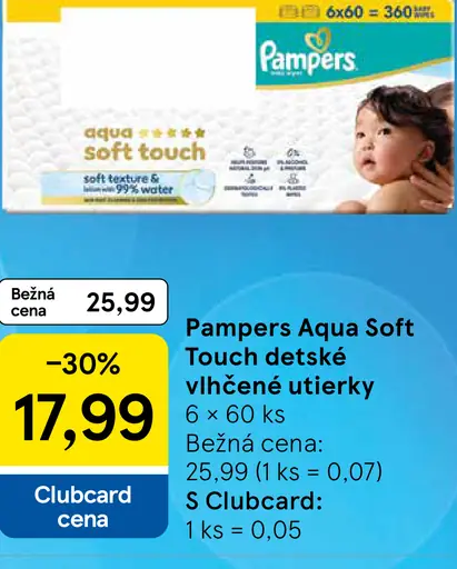 Pampers Aqua Soft Touch detské vlhčené utierky