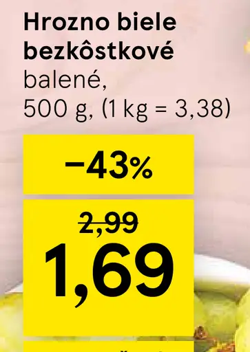 Hrozno biele bezkôstkové balené