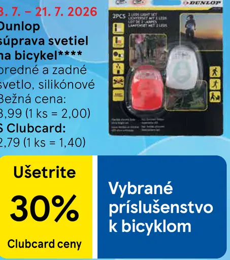 Dunlop súprava svetiel na bicykel predné a zadné silikónové svetlo