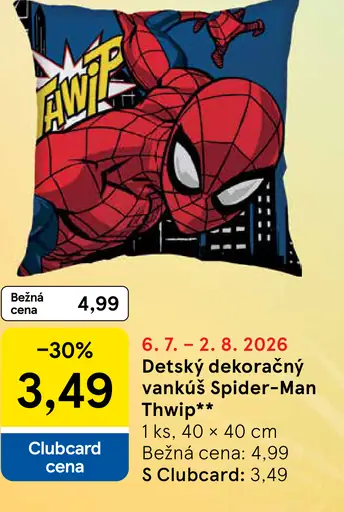 Detský dekoračný vankúš Spider-Man Thwip