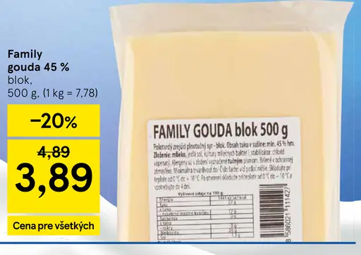 Family gouda 45 % blok