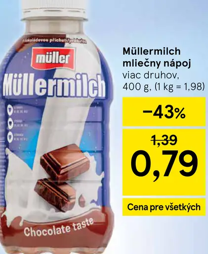 Müllermilch mliečny nápoj čokoládová príchuť