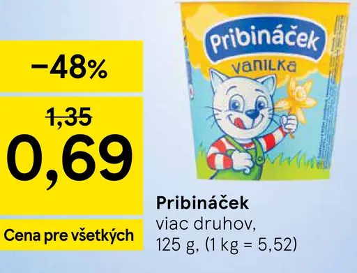 Pribináček vanilka tvarohový dezert