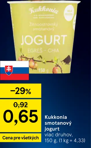Kukkonia smotanový jogurt ochutený