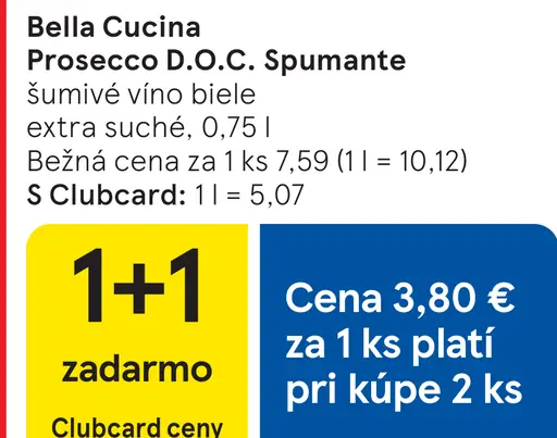 Bella Cucina Prosecco D.O.C. Spumante šumivé víno biele extra suché