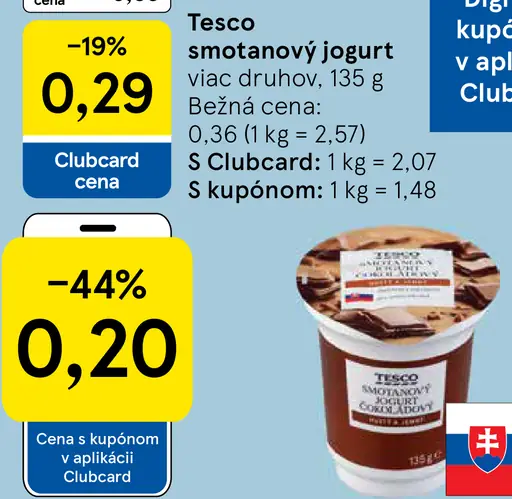 Tesco jogurt smotanový biely