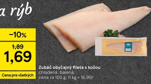 Zubáč obyčajný fileta s kožou chladená balená
