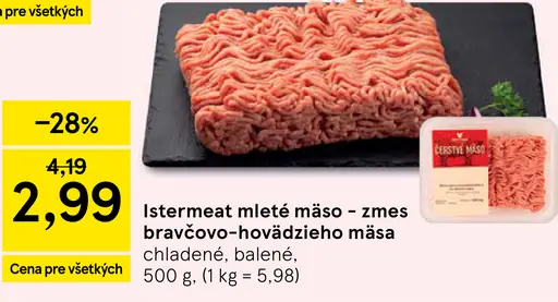 Istermeat mleté mäso zmes bravčovo-hovädzieho mäsa chladené balené