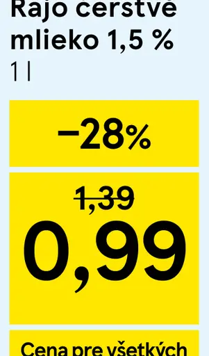 Rajo čerstvé mlieko 1,5 %