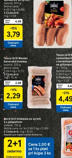 Tesco Grill Master Mini bernské párky so syrom obalené slaninou