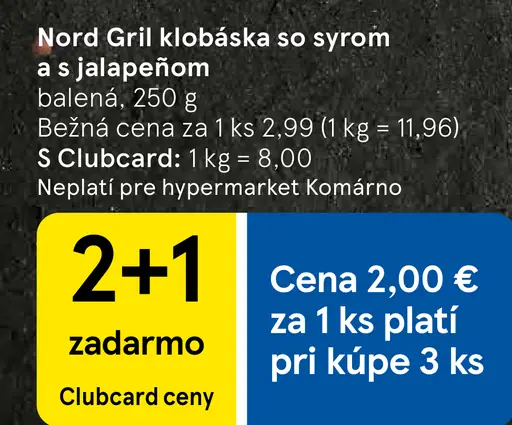 Nord Grill klobása so syrom a jalapeñom