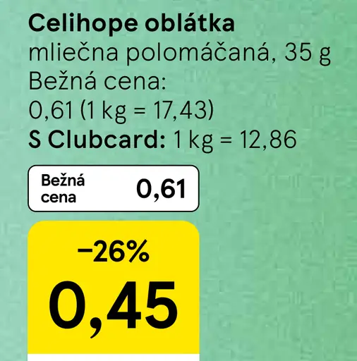 Celihope oblátka mliečna polomáčaná
