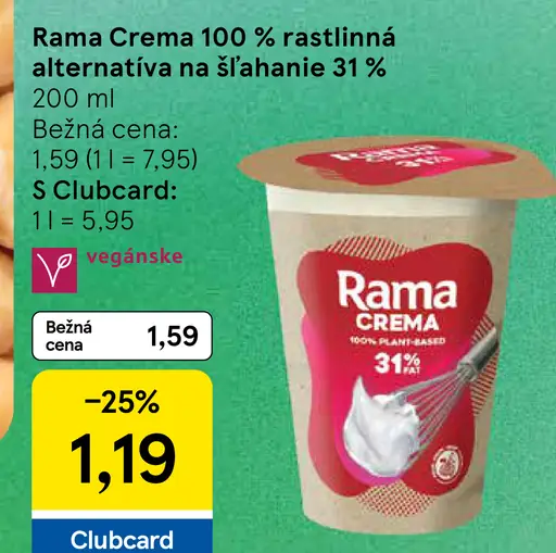 Rama Crema 100 % rastlinná alternatíva na šľahanie 31 %