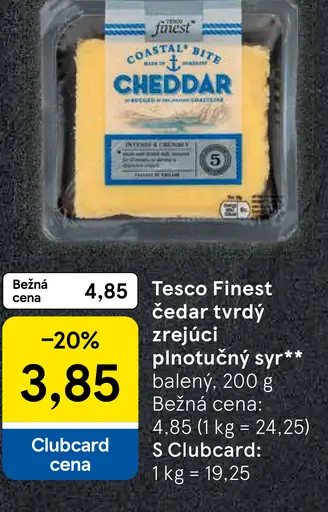 Tesco Finest čedar tvrdý zrejúci plnotučný syr