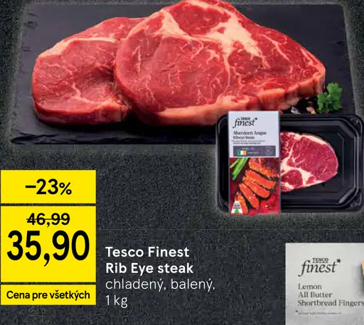 Tesco Finest Rib Eye steak chladený