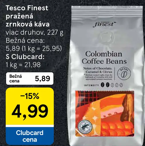 Tesco Finest káva pražená zrnková