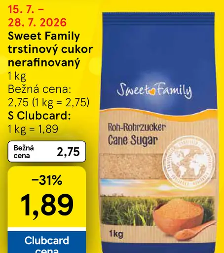 Sweet Family Trstinový cukor nerafinovaný