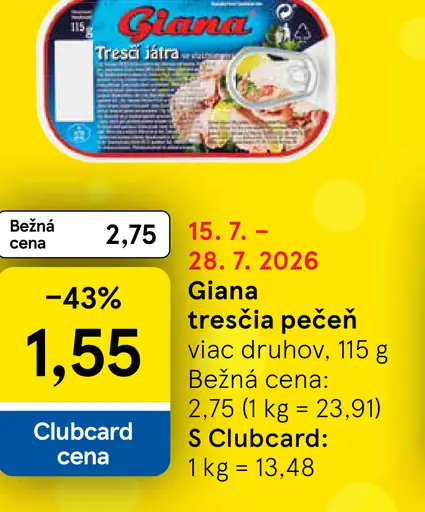Giana tresčia pečeň