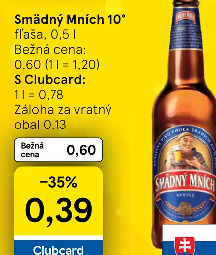 Smädný Mních 10° svetlé pivo plechovka
