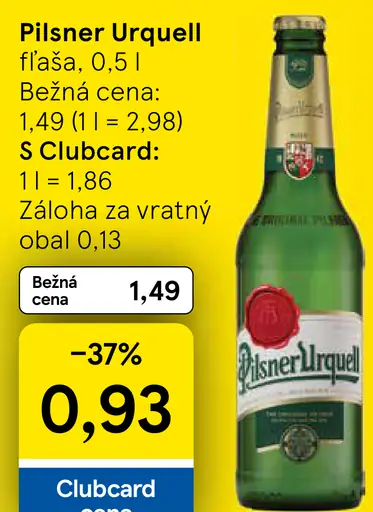 Pilsner Urquell pivo fľaša