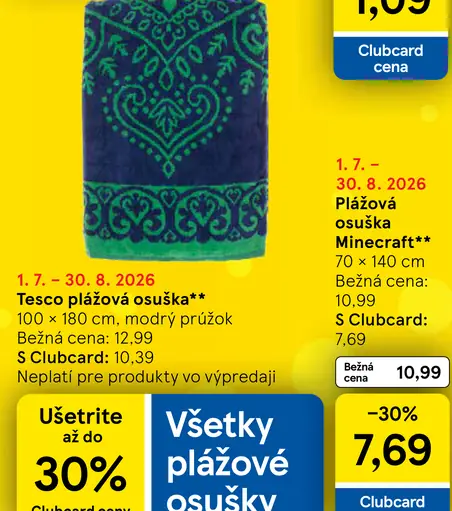 Plážová osuška Minecraft