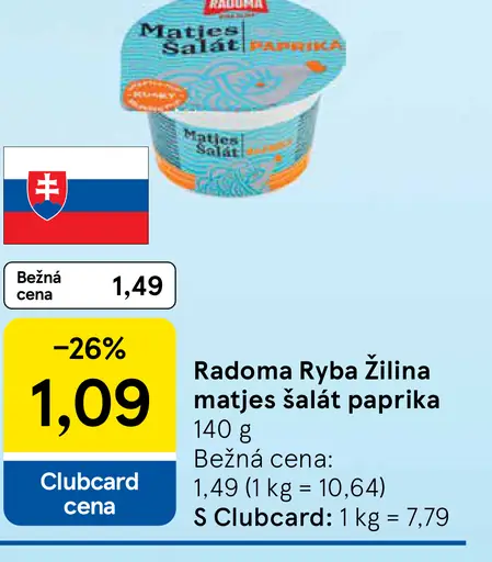 Radoma Ryba Žilina matjes šalát paprika