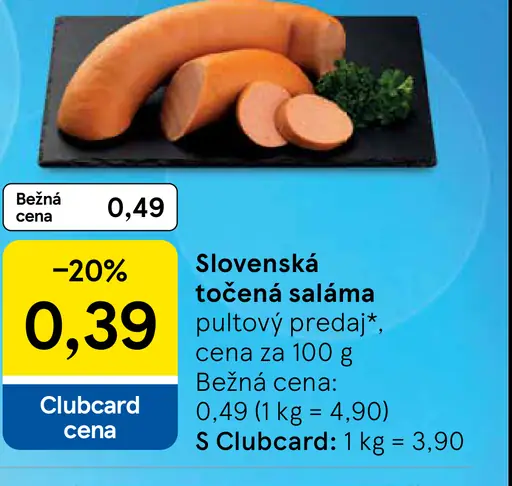 Slovenská točená saláma pultový predaj