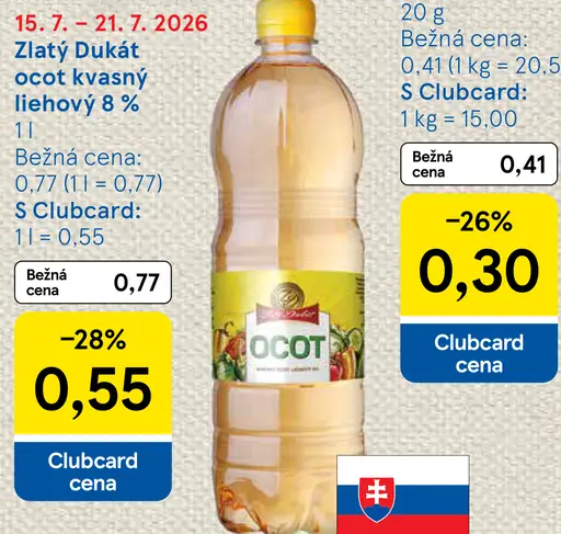 Zlatý Dukát ocot kvasný liehový 8 %