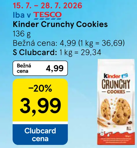 Iba v Tesco Kinder Crunchy Cookies sušienky