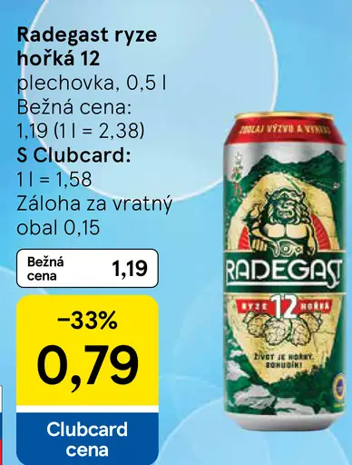 Radegast Ryze hořká 12 plechovka