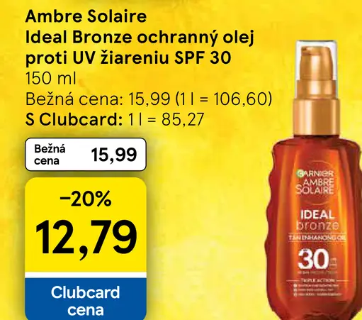 Ambre Solaire Ideal Bronze, ochranný olej proti UV žiareniu SPF