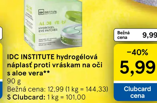 IDC Institute hydrogélová náplasť proti vráskam na oči s aloe vera