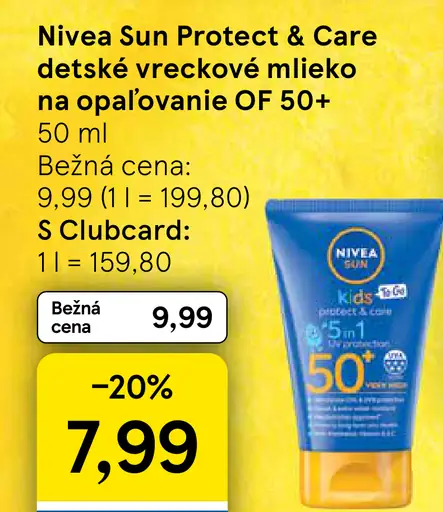 Nivea Sun Protect & Care detské vreckové mlieko na opaľovanie OF 50+