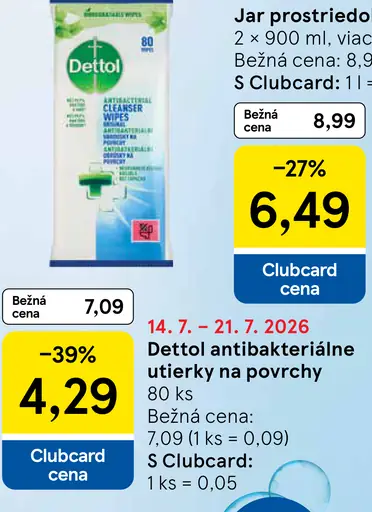 Dettol Antibakteriálne obrúsky na povrchy