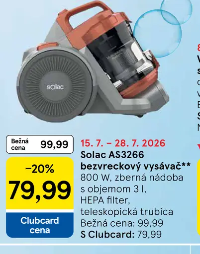 Solac AS3266 bezvreckový vysávač