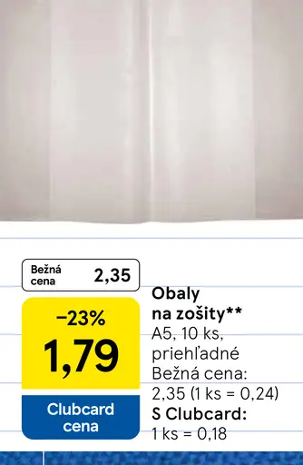 Obaly na zošity A5, priehľadné, 10 ks