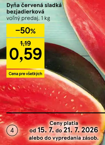 Dyňa červená sladká bezjadierková