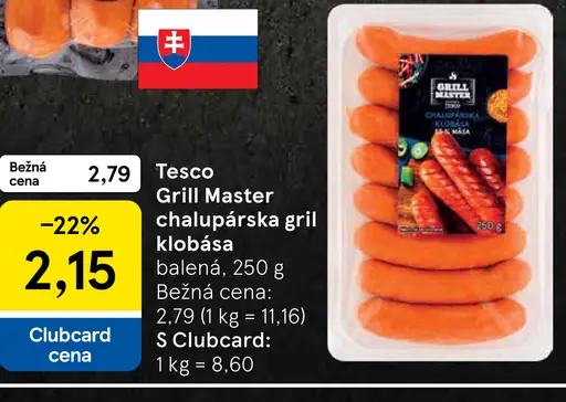 Tesco Grill Master chalupárska gril klobása