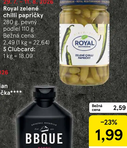 Royal zelené chilli papričky, pevný podiel 110 g