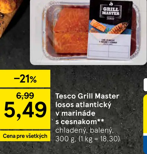 Tesco Grill Master losos atlantický v marináde s cesnakom chladený balený