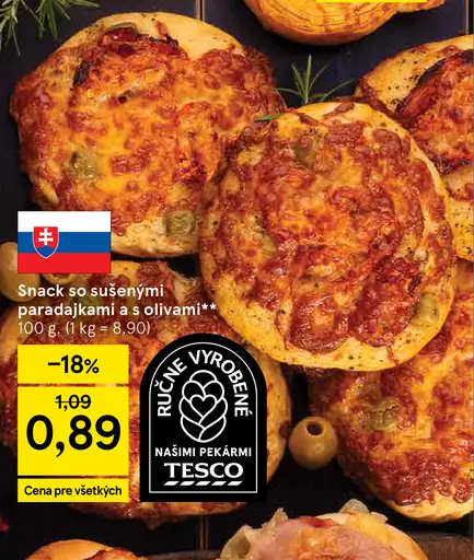 Tesco Snack so sušenými paradajkami a s olivami