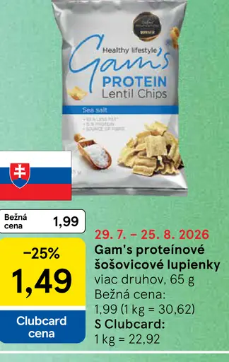 Gam's proteinové šošovicové lupienky – viac druhov