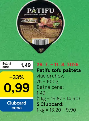 Patifu tofu paštéta – viac druhov